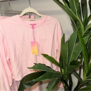 STONEY CLOVER LN x TARGET pink terry crop heart crew